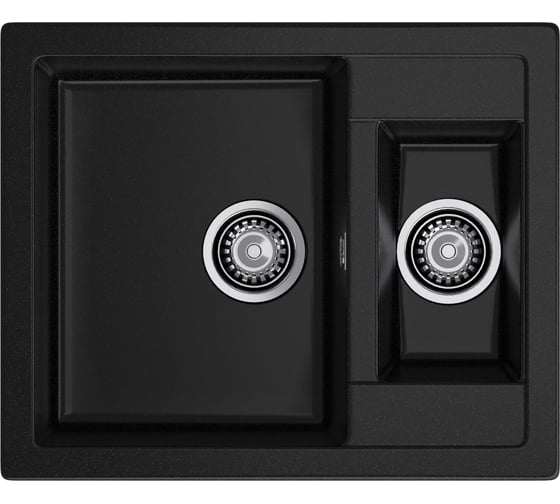 Мойка GRANFEST QUADRO мрамор, 1.5 чаши, 610х500 мм, черный Q-610 K чер