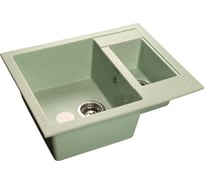 Мойка GRANFEST QUADRO мрамор, 1.5 чаши, 610х500 мм, салатовый Q-610 K сал