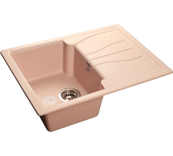 Мраморная мойка GRANFEST QUADRO GF-Q--650L чаша с крылом 650*500 мм розовый  Q-650 L роз