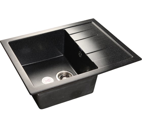 Мраморная мойка GRANFEST QUADRO GF-Q--650L чаша с крылом 650*500 мм черный  Q-650 L