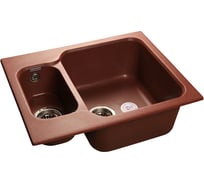 Мраморная мойка GRANFEST STANDART GF-S--615K 1.5-чаши 612*495 мм красный марс S-615 K