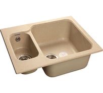Мраморная мойка GRANFEST STANDART GF-S--615K 1.5-чаши 612*495 мм песочный  S-615 K