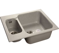 Мраморная мойка GRANFEST STANDART GF-S--615K 1.5-чаши 612*495 мм серый  S-615 K
