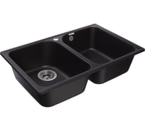Мойка GranFest две чаши 740*480 черный QUARZ 15