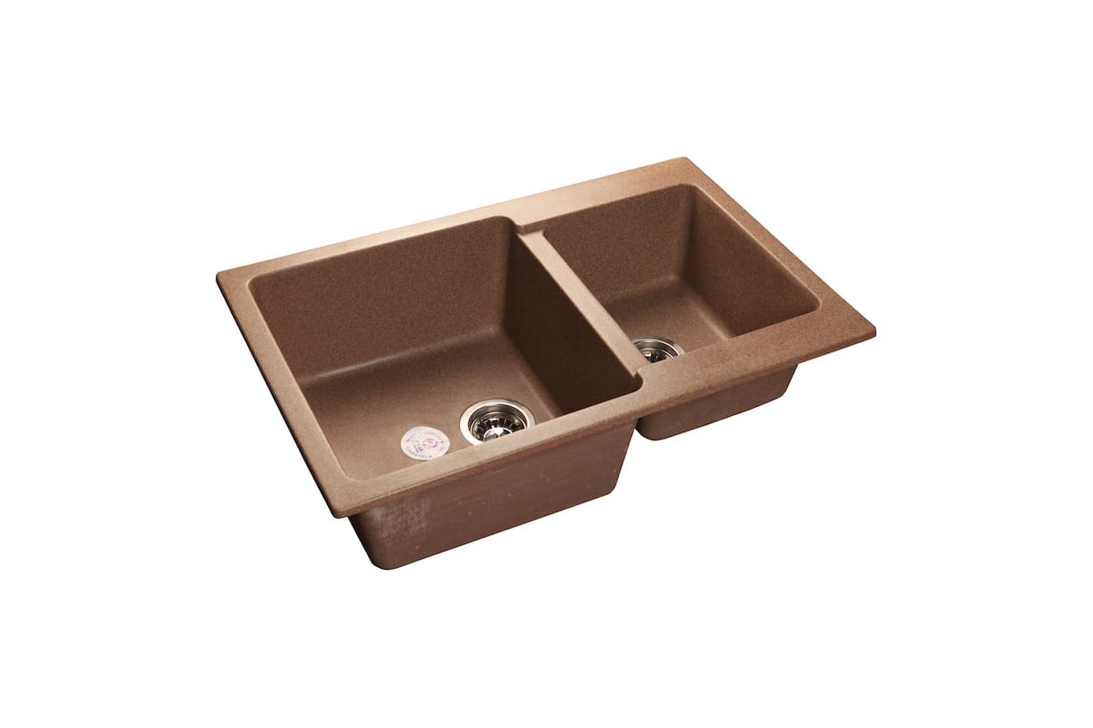 Мраморная мойка GRANFEST PRACTIK две чаши 780*510 мм терракот GF-P ...