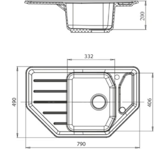 Мойка GRANFEST CORNER GF-C--800E угловая, 800х500 мм, песочный, C-800 E пес