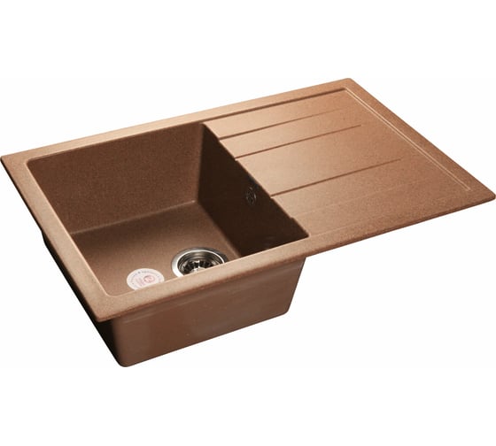 Мойка GRANFEST QUADRO GF-Q--780L мрамор, чаша с крылом, 770х495 мм, терракот Q-780 L тер. 1