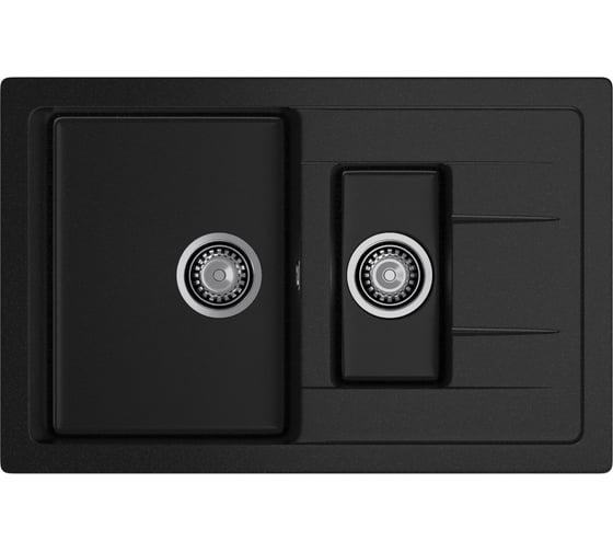 Мойка GRANFEST QUADRO GF-Q--775KL мрамор, 1.5-чаши+крыло, 765х495 мм, черный Q-775 KL чер