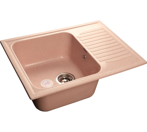 Мойка GRANFEST STANDART GF-S--645L мрамор, чаша с крылом, 645х498 мм, светло-розовый S-645 L св-роз