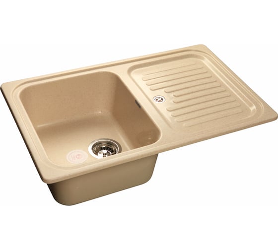 Мойка GRANFEST STANDART GF-S--780L мрамор, чаша с крылом, 775х500 мм, бежевый  S-780 L беж