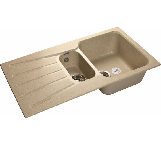 Мойка GRANFEST STANDART GF-S--940KL мрамор, 1.5 чаши+крыло 850х495 мм, песочный S-940 KL пес