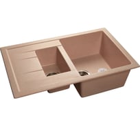 Мойка GRANFEST QUADRO GF-Q--775KL мрамор, 1.5-чаши+крыло, 765х495 мм, светло-розовый Q-775 KL св-роз