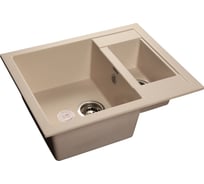 Мойка GRANFEST QUADRO мрамор, 1.5-чаши, 610х500 мм, белый Q-610 K бел