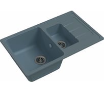 Мойка кварц EWIGSTEIN Elegant 60KF 1.5 чаши с крылом, 782х480 мм, серый металлик E-60KF сер мет