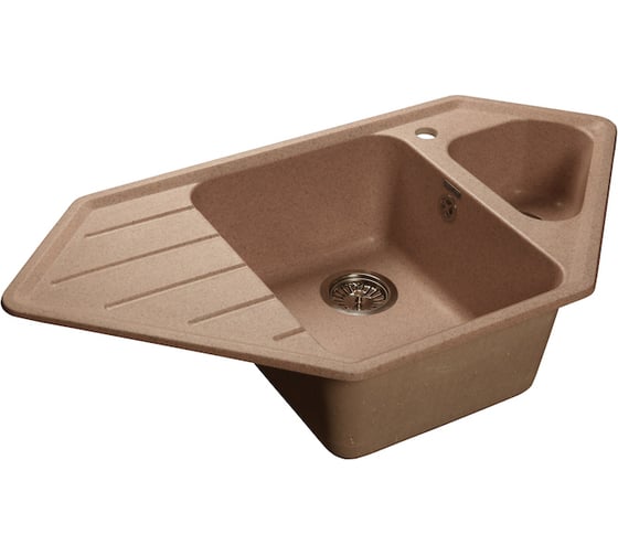 Мойка GRANFEST CORNER GF-C--950E мрамор, угловая, 930х485 мм, бежевый  C-950 E 1