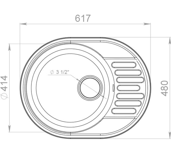 Мойка GranFest QUAR Z, чаша+крыло, 620х480 мм, белый 58