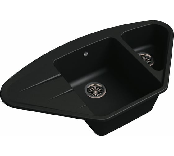 Мойка кварц EWIGSTEIN Wink 80KF угловая, 1.5 чаши с крылом, 960х520 мм, черный W-80KF черный
