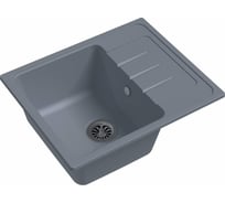 Мойка EWIGSTEIN Elegant 45F кварц, 1-чаша+крыло, 580х480 мм, серый металлик E-45F