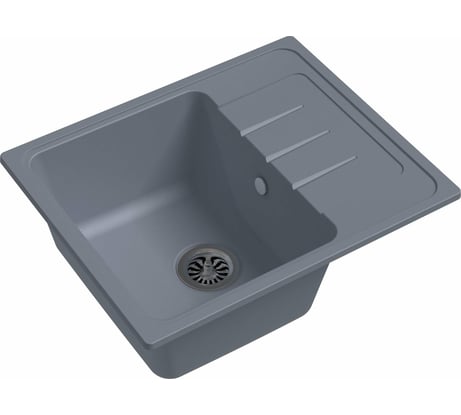 Мойка EWIGSTEIN Elegant 45F кварц, 1-чаша+крыло, 580х480 мм, серый металлик E-45F