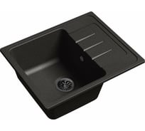 Мойка EWIGSTEIN Elegant 45F кварц, 1-чаша+крыло, 580х480 мм, черный E-45F