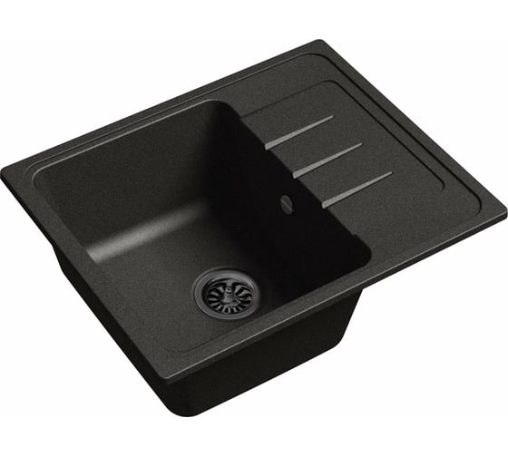 Мойка EWIGSTEIN Elegant 45F кварц, 1-чаша+крыло, 580х480 мм, черный E-45F