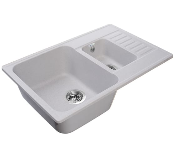 Мойка GranFest QUARZ 1.5-чаши+крыло, 740х480, серый 21К серый
