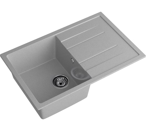 Мойка GRANFEST QUADRO GF-Q--780L мрамор, чаша с крылом, 770х495 мм, серый Q-780 L сер
