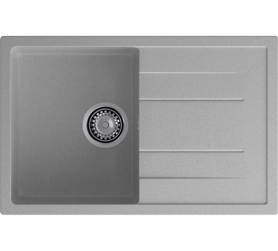 Мойка GRANFEST QUADRO GF-Q--780L мрамор, чаша с крылом, 770х495 мм, серый Q-780 L сер