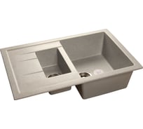 Мойка GRANFEST QUADRO GF-Q--775KL мрамор, 1.5-чаш+крыло, 765х495 мм, серый Q-775 KL сер