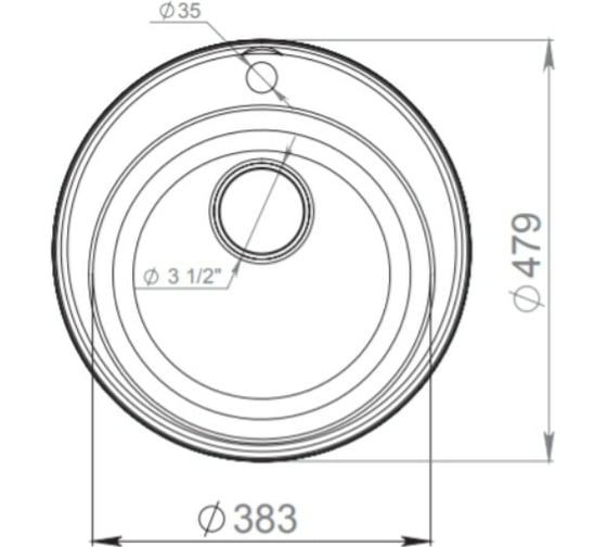 Мойка GRANFEST QUARZ чаша, D=480 мм, белый 08 белый