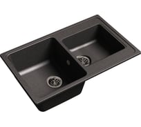 Мойка EWIGSTEIN Elegant 60KF кварц, 1.5-чаши+крыло, 782х480 мм черный E-60KF