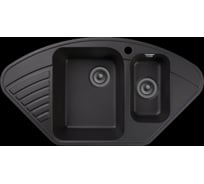 Мойка GRANFEST QUARZ угловая, 1.5 чаши, 930х500 мм, черный 14 черный