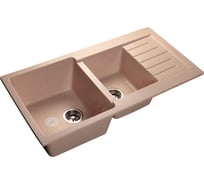 Мойка GRANFEST PRACTIK GF-P 980 KL мрамор, 2 чаши с крылом, 980х510 мм, светло-розовый P-980 KL