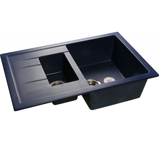 Мойка GRANFEST QUADRO GF-Q--775KL мрамор, 1.5-чаш+крыло, 765х495 мм, синий  Q-775 KL син 1