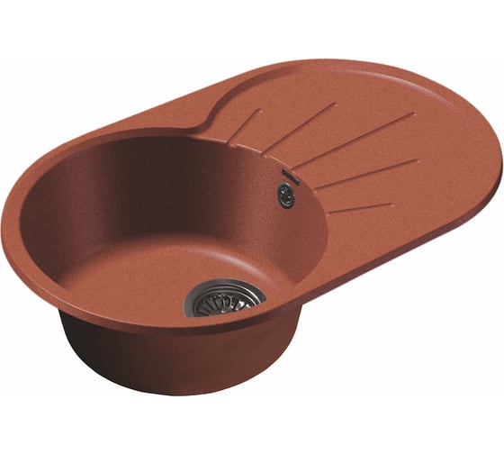 Мойка GRANFEST RONDO мрамор, GF-R-750L, чаша с крылом, 750х460мм, красный марс  R-750 L кр.м 1