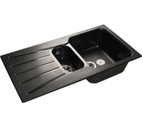 Мойка GRANFEST STANDART GF-S--940KL мрамор, 1.5 чаши+крыло, 940х495 мм, черный  S-940 KL