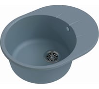 Мойка EWIGSTEIN Rund 45F кварц, 1-чаша+ крыло, 580х450 мм, серый металлик R- 45F сер мет