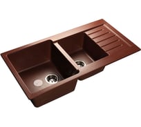 Мойка GRANFEST PRACTIK GF-P 980 KL мрамор, 2 чаши с крылом, 980х510 мм, красный марс P-980 KL