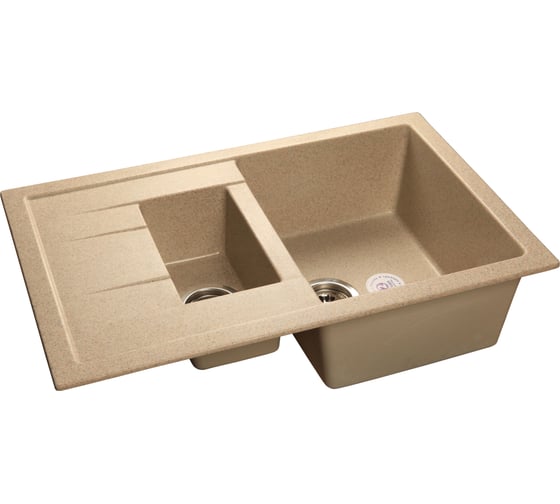 Мойка GRANFEST QUADRO GF-Q--775KL мрамор, 1.5-чаш+крыло, 765х495 мм, песочный Q-775 KL пес