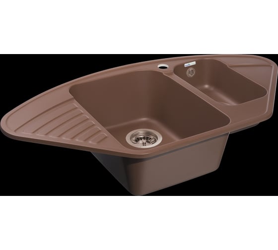 Мойка GRANFEST QUARZ угловая, 1.5 чаши, 930х500 мм, терракот 14 терракот