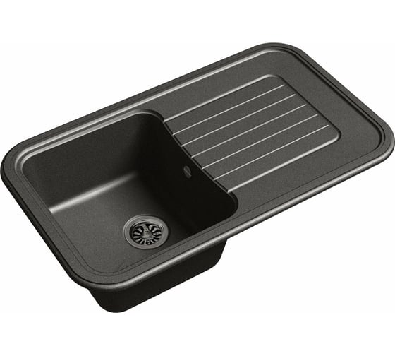 Мойка EWIGSTEIN Antik 60F кварц, 1-чаша+крыло, 860х510 мм, черный A-60F