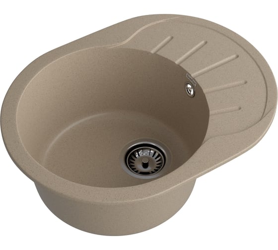 Мойка GRANFEST RONDO GF-R 580L мрамор, чаша с крылом, 579х445 мм, песочный R-580 L пес