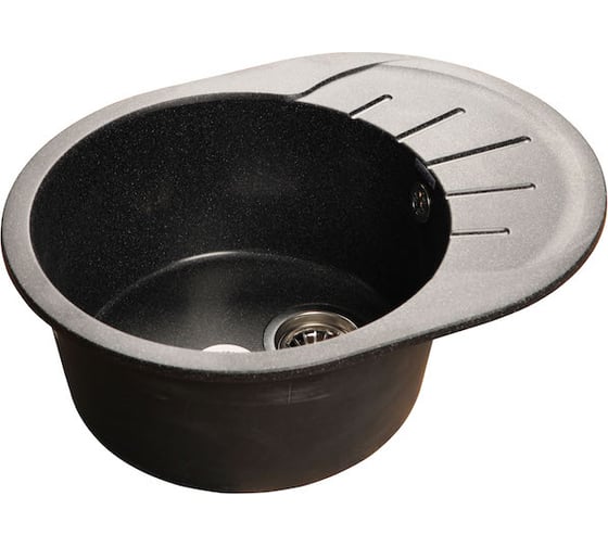 Мойка GRANFEST RONDO GF-R 580L мрамор, чаша с крылом, 579х445 мм, черный R-580 L