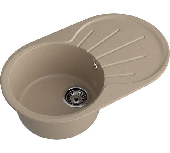 Мойка GRANFEST RONDO мрамор, GF-R-750L, чаша с крылом, 750х460 мм, песочный  R-750 L