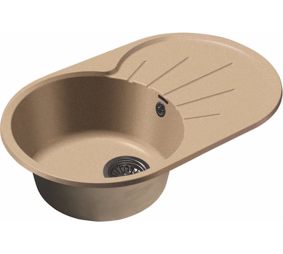 Мойка GRANFEST RONDO мрамор, GF-R-750L, чаша с крылом, 750х460 мм, песочный  R-750 L 1