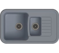 Мойка EWIGSTEIN Antik 60KF кварц, 1.5-чаши+крыло, 860х510 мм, серый металлик A- 60KF сер мет