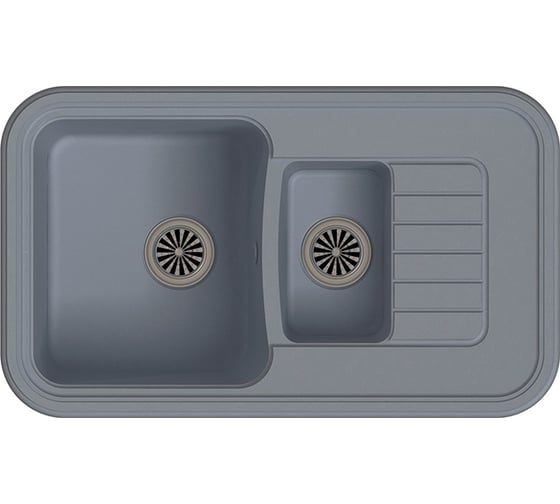 Мойка EWIGSTEIN Antik 60KF кварц, 1.5-чаши+крыло, 860х510 мм, серый металлик A- 60KF сер мет 1