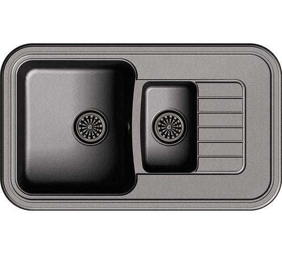 Мойка EWIGSTEIN Antik 60KF кварц, 1.5-чаши+крыло, 860х510 мм, черный A- 60KF черный 1