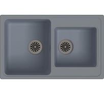 Мойка EWIGSTEIN Elegant 80D кварц, 2-чаш, 780х480 мм, серый металлик E- 80D сер мет