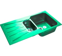 Мойка GRANFEST STANDART GF-S 940 KL, мрамор, 1,5 чаши+крыло, 940х495 мм, зеленый S-940 KL